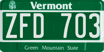 VT license plate ZFD703
