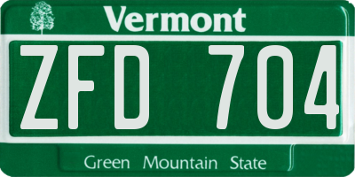VT license plate ZFD704