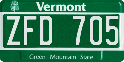 VT license plate ZFD705