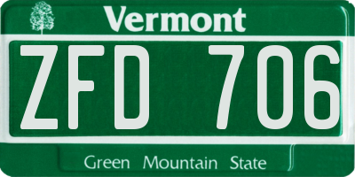 VT license plate ZFD706