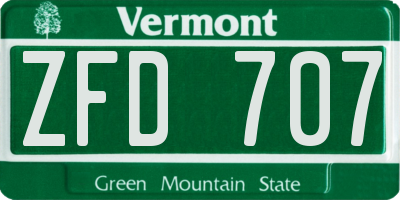 VT license plate ZFD707