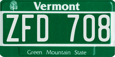VT license plate ZFD708
