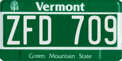 VT license plate ZFD709
