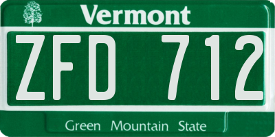 VT license plate ZFD712