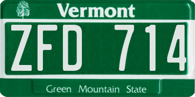 VT license plate ZFD714