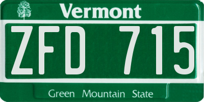 VT license plate ZFD715
