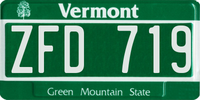 VT license plate ZFD719