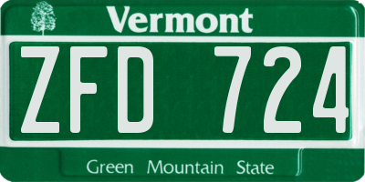 VT license plate ZFD724