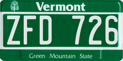 VT license plate ZFD726