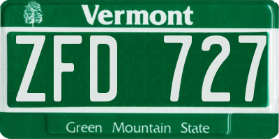 VT license plate ZFD727