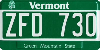 VT license plate ZFD730