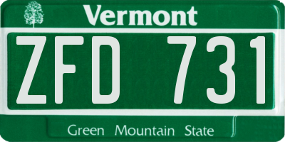 VT license plate ZFD731
