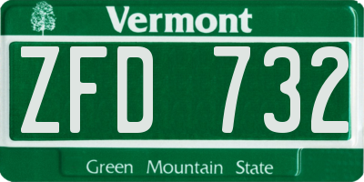 VT license plate ZFD732