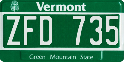 VT license plate ZFD735