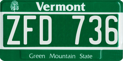 VT license plate ZFD736