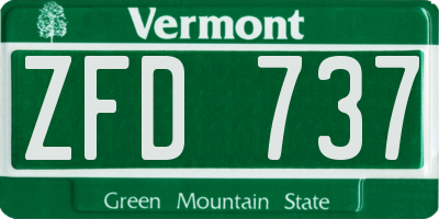 VT license plate ZFD737