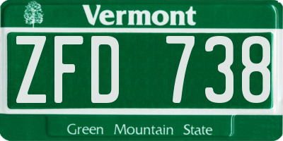 VT license plate ZFD738
