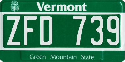 VT license plate ZFD739