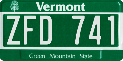 VT license plate ZFD741