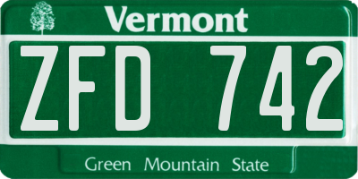 VT license plate ZFD742