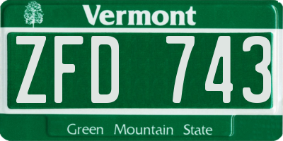 VT license plate ZFD743