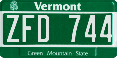 VT license plate ZFD744