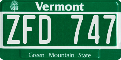 VT license plate ZFD747