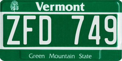 VT license plate ZFD749