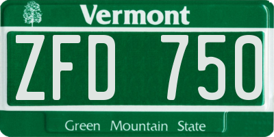 VT license plate ZFD750