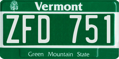 VT license plate ZFD751