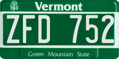 VT license plate ZFD752
