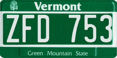 VT license plate ZFD753