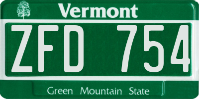VT license plate ZFD754