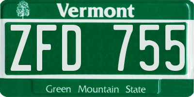 VT license plate ZFD755