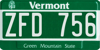 VT license plate ZFD756