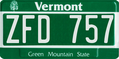 VT license plate ZFD757