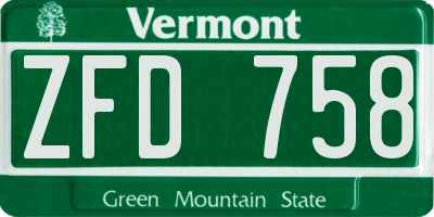 VT license plate ZFD758