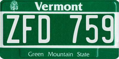 VT license plate ZFD759