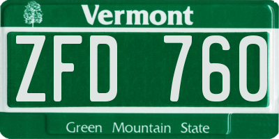 VT license plate ZFD760