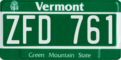 VT license plate ZFD761