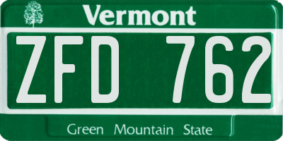 VT license plate ZFD762