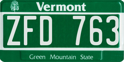 VT license plate ZFD763