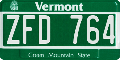 VT license plate ZFD764