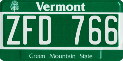 VT license plate ZFD766