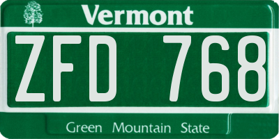 VT license plate ZFD768
