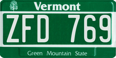 VT license plate ZFD769