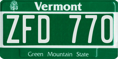 VT license plate ZFD770