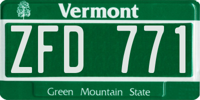 VT license plate ZFD771