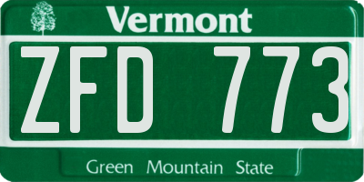 VT license plate ZFD773