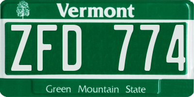 VT license plate ZFD774